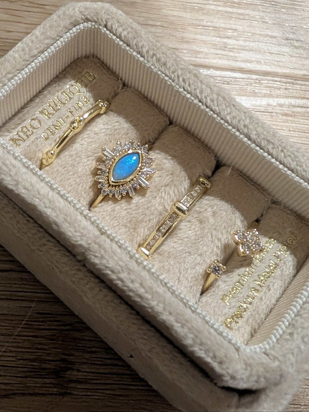 Neo Relique 8pc Jewelry Lot; Featuring Opal Rings, Earrings & Necklaces - Picture 8 of 16